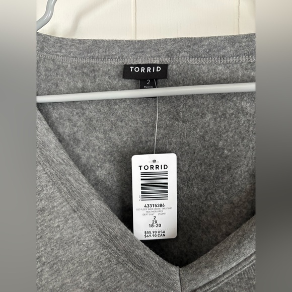 🆕 Torrid Cozy Fleece V-Neck Crochet Sweatshirt size 2 - Picture 7 of 7